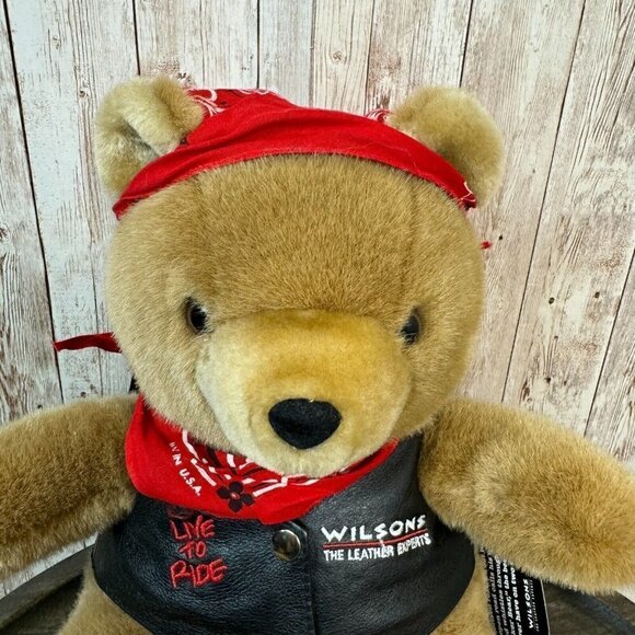 Vintage Billy The Biker Bear in Wilsons Leather Vest Limited Edition Plush toy - Picture 2 of 13